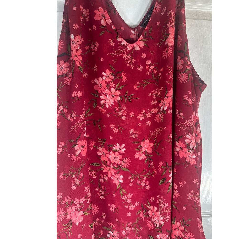 Lane Bryant Women’s Wine Floral Double Layer Chiffon Swing Tank Top - Size 30/32 - Picture 7 of 9